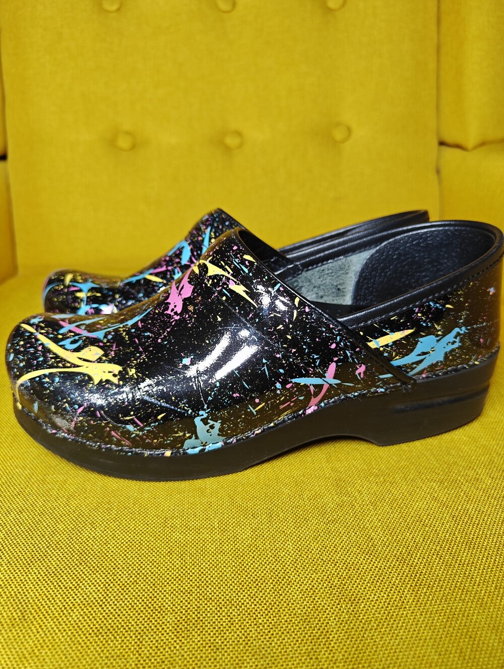 Dansko Professional Colorful Paint Splatter Clog  Women's Shoes Size 7.5-8